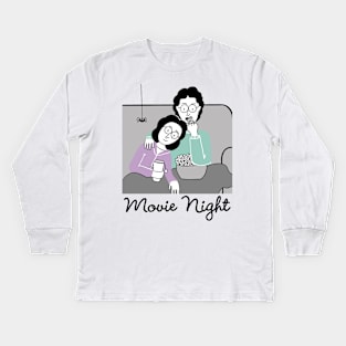Movie Night Kids Long Sleeve T-Shirt